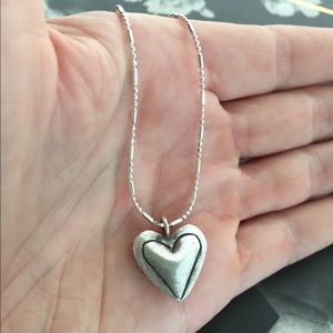 Double Sided Heart Pendant/Sterling Silver w/Chain